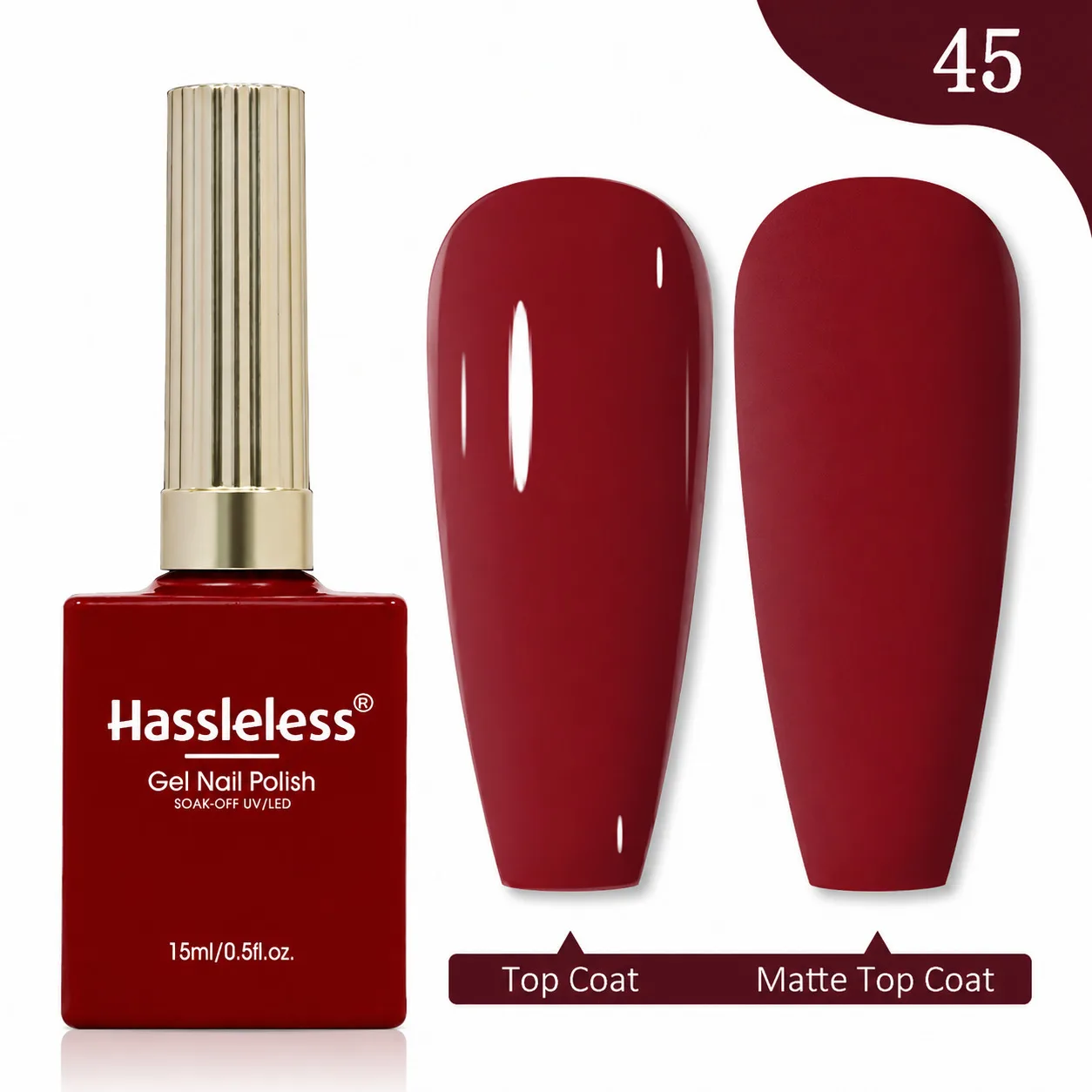 Hassleless Gel Polish, 15ml Single Tube, Offers Rich, Clear, and Long-Lasting Color, Suitable for Hand-Painted, French Manicures
