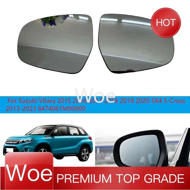 Woe Heated Car Side Rearview Wing Mirror Glass for Suzuki Vitara 2015 2016 2017 2018 2019 2020 SX4 S-Cross 2013-2023 8474061M000