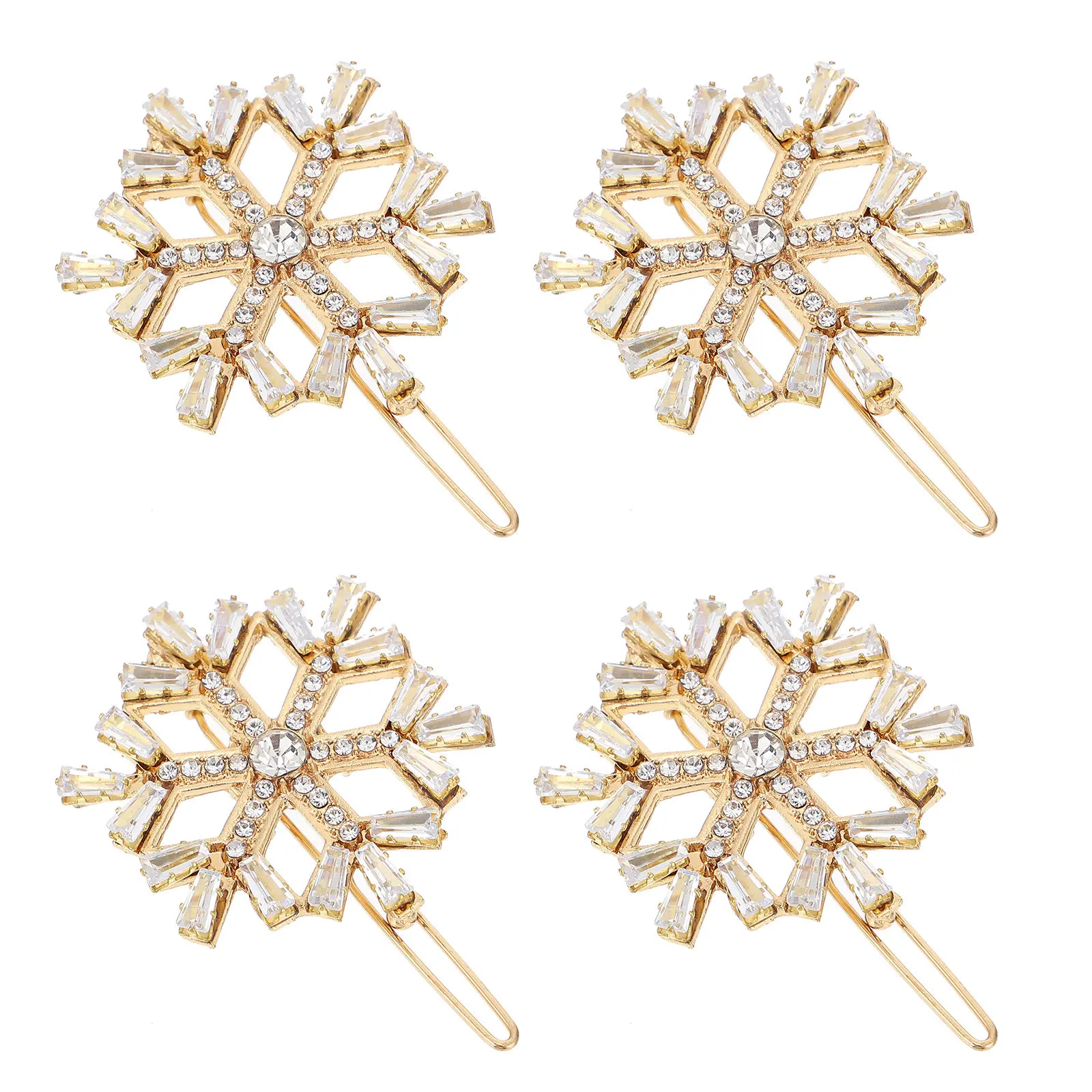 

4Pcs Christmas Snowflake Hair Clip Holiday Hair Barrettes Alloy Hairpin Accessories Xmas Party Birthday Daily Wear Ornament