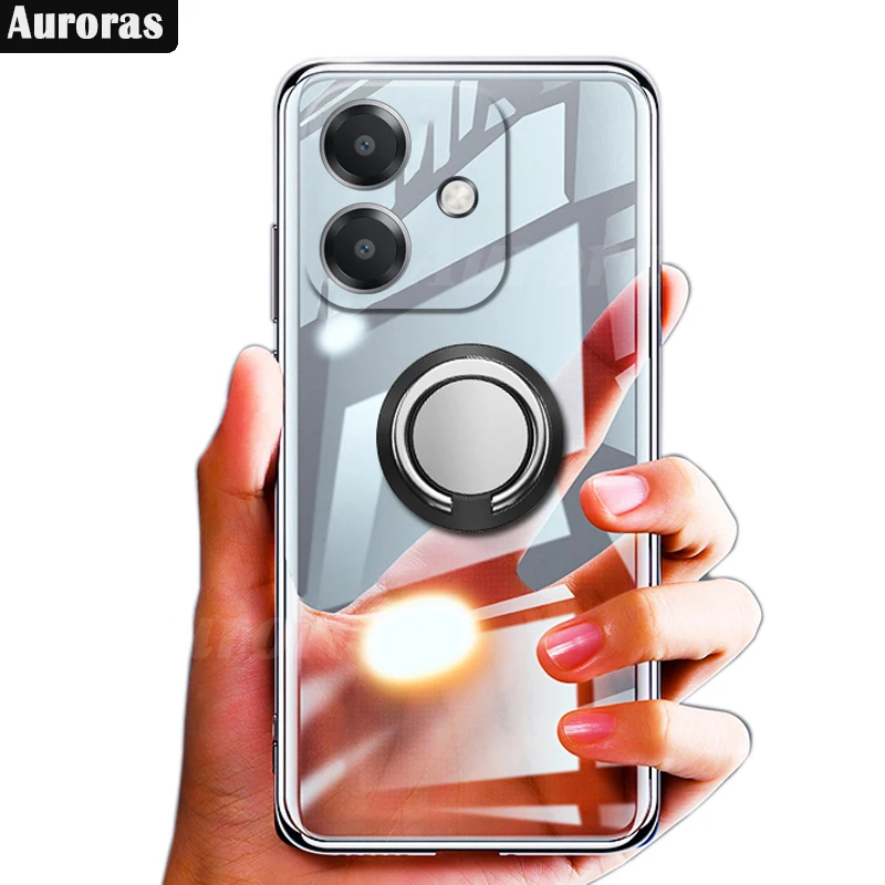 Auroras For OPPO A40 A60 A80 4G/5G Case Adsorbable Ring Clear Silicone Shockproof Soft Shell For OPPO A3X 4G/5G Back Cover