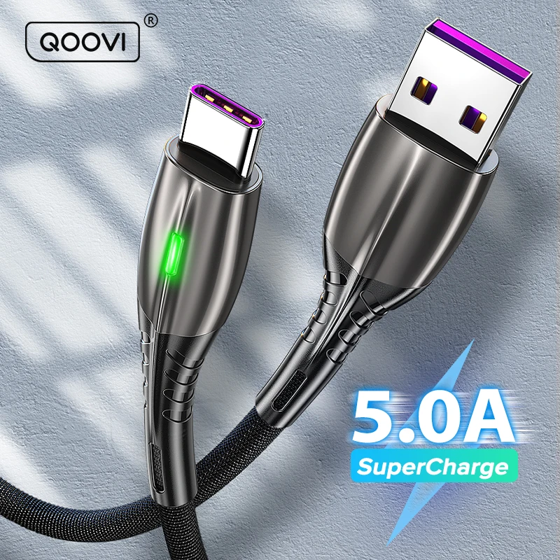QOOVI 5A USB Type C Cable Micro USB Fast Charging Mobile Phone Android Charger Type-C Data Cord For Huawei P40 Mate 30 Xiaomi 12