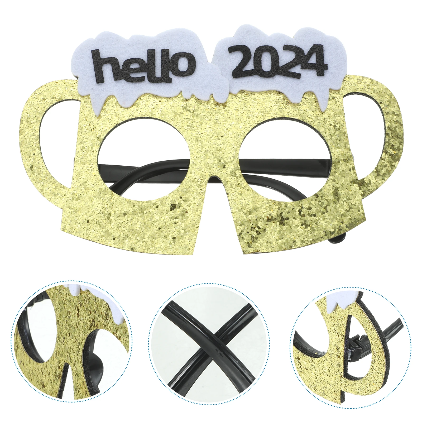 

2024 New Year Glasses Party Photo Props Bright Stylish Eyeglasses Novel Design Eye Decoration Funny Dancing Glasses Party