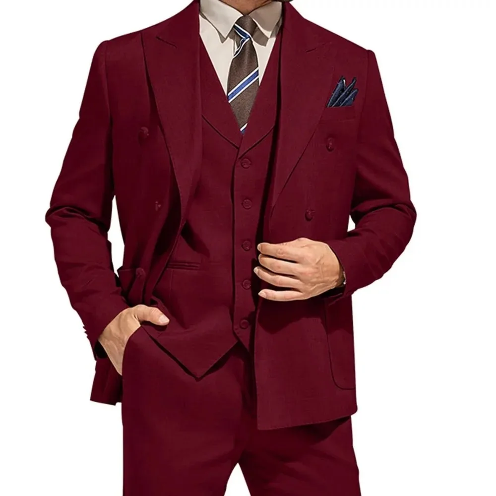 2025 Fashion Men's Suits Elegant Wedding High Quality Slim Fit t 3 Pieces Blazer+Vest+Pants Sets For Party Customized