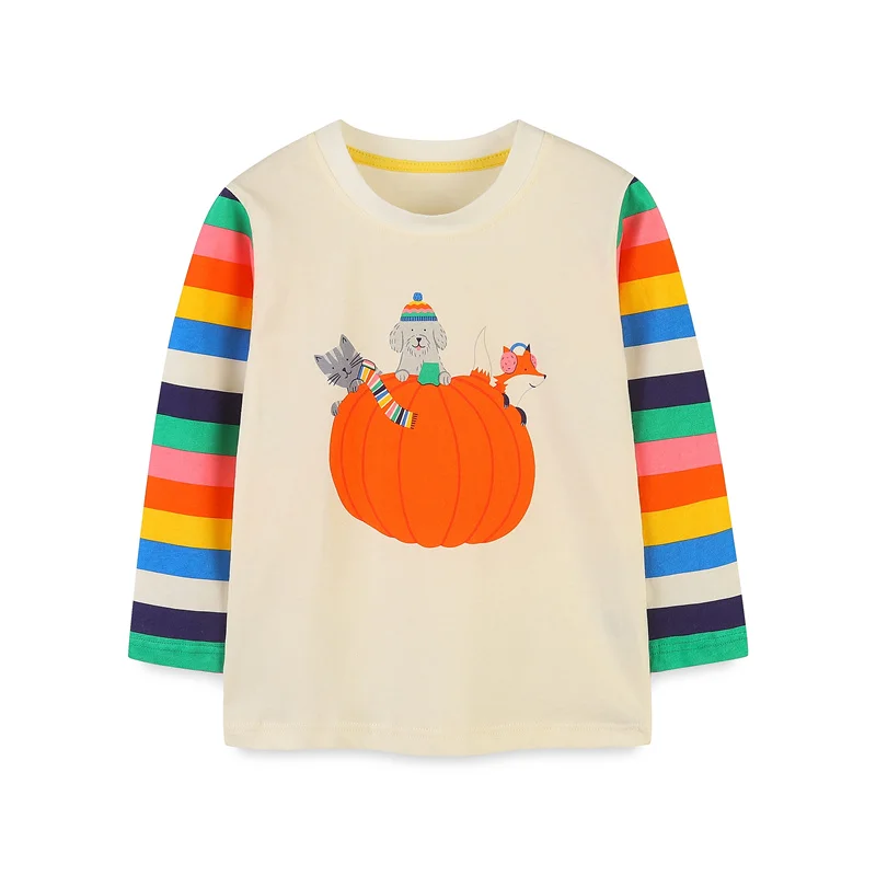 

Jumping Meters 2-7T Pumpkin Print Halloween Boys Girls T Shirts Autumn Spring Cotton Children's Clothing Long Sleeve Baby Shirts