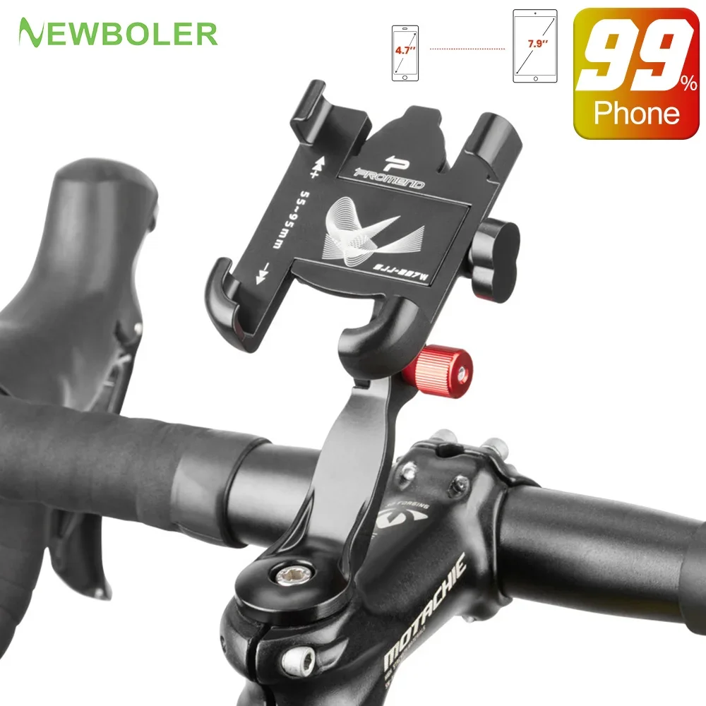 NEWBOLER MTB Phone Mount Stand Bicycle Holder 360 Degrees Rotatable Aluminum Adjustable Bike Phone Holder Nonslip Holder