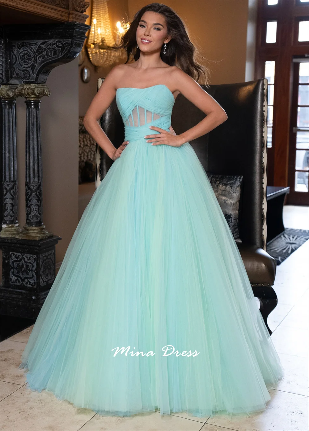 Mina Piglet Breast Women's Elegant Dresses for Special Occasions Sleeveless Transparent Customized Backless Strapless 2025 Party
