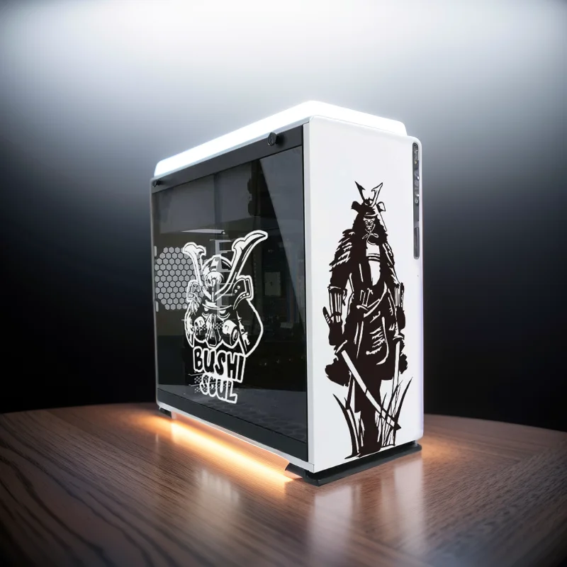 Japanese Samurai Vinyl Stickers for PC Case,Personality Decor Graffiti Decals for Atx Computer Chassis Skin,Waterproof Sticker