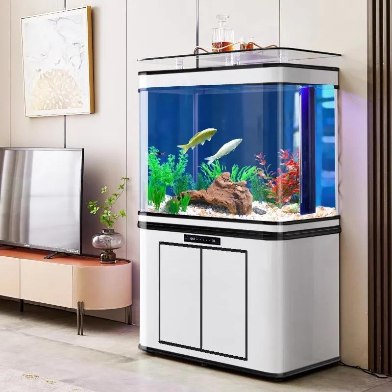 Change Water Intelligent Mute Aquarium  Glass Fish Tank Large Floor Office Living Room Ecological