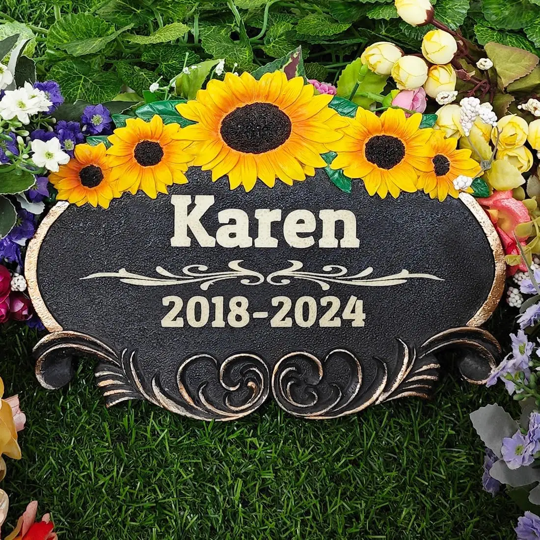 

Personalized Sunflower Pet Memorial Stone, Custom Dog Memorial Stone, Cat Memorial Stone by Waterproof Resin, Dog Loss Gift