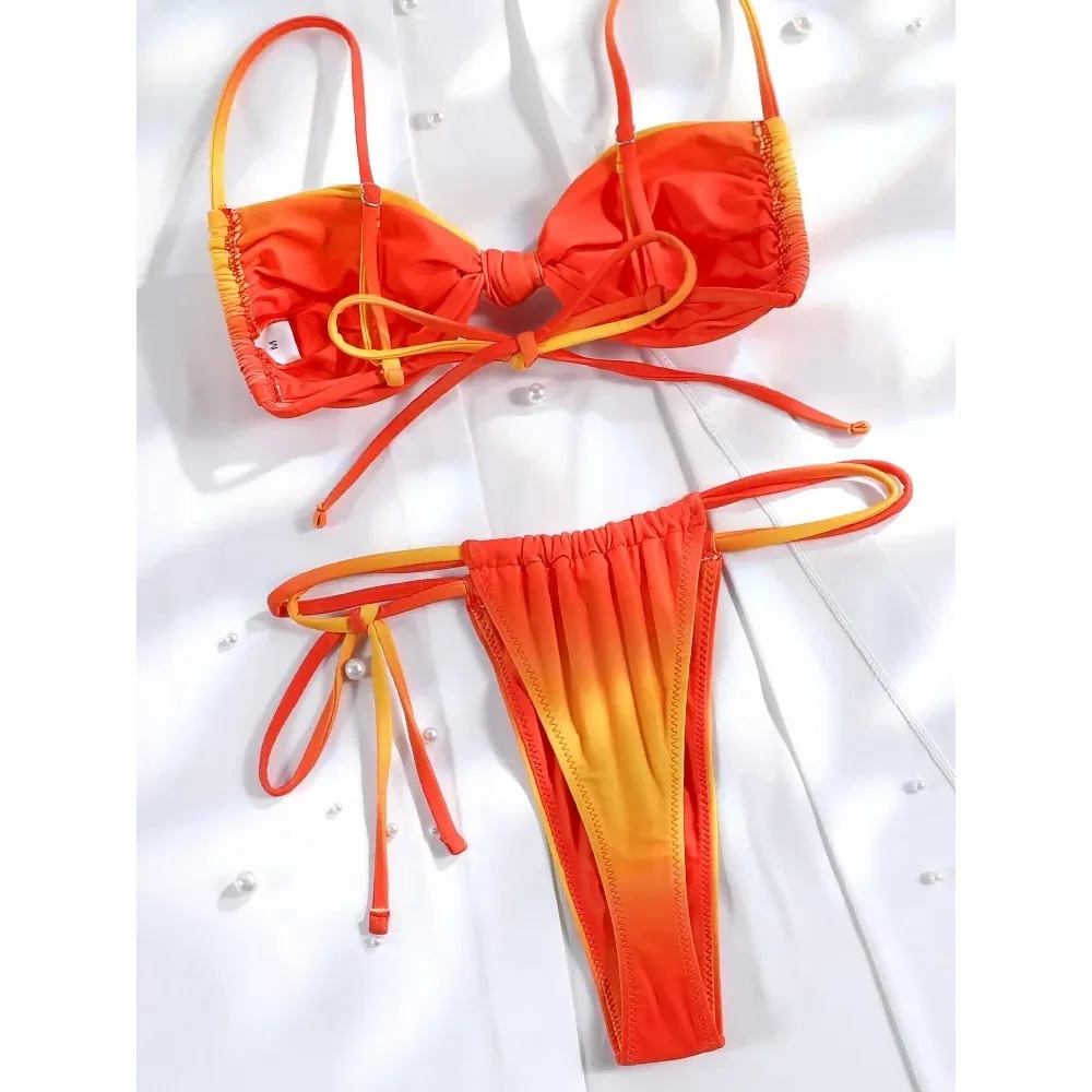 Nouveau Orange Bikinis taille haute maillot de bain femmes maillots de bain 2025 maillots de bain imprimé maillot de bain deux pièces Bikini ensembles Biquinis