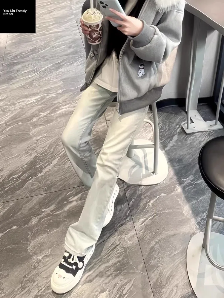 

Мужские джинсы Cleanfit с флисовой подкладкой, облегающие, с высокой талией, прямого кроя, удобные, износостойкие, в стиле High Street.