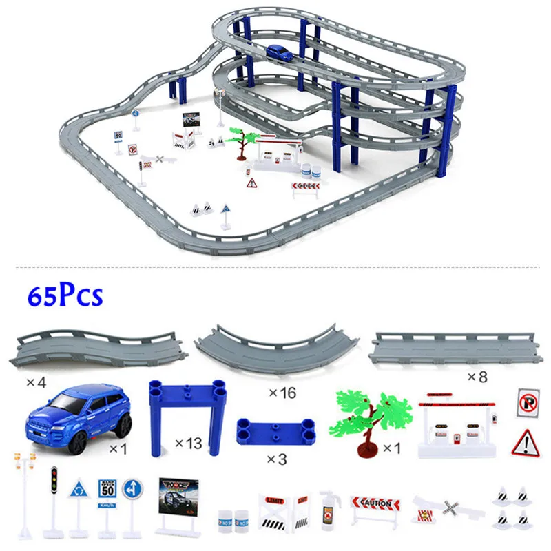 Railway Electric Racing Track Play Set Educational DIY Bend Flexible Race Track Road Transportation Building Toys For Children