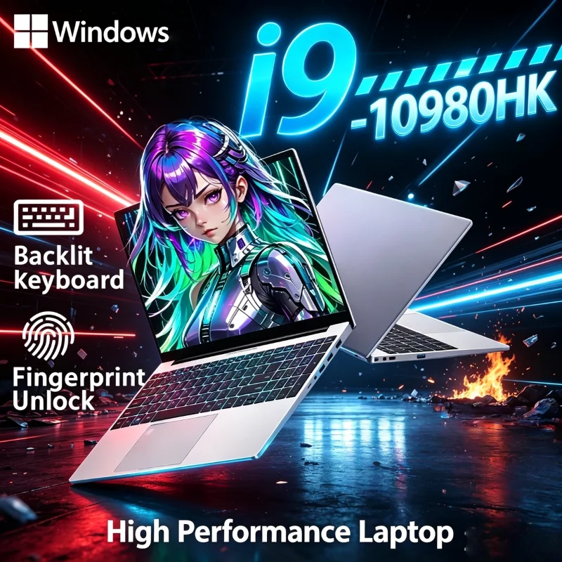 Intel Core i9 10980HK 15.6 Inch Gaming Notebook 32GB RAM 2TB NVMe SSD Fingerprint Unlock WiFi 6 4K Ultrabook Pro Max Ultra