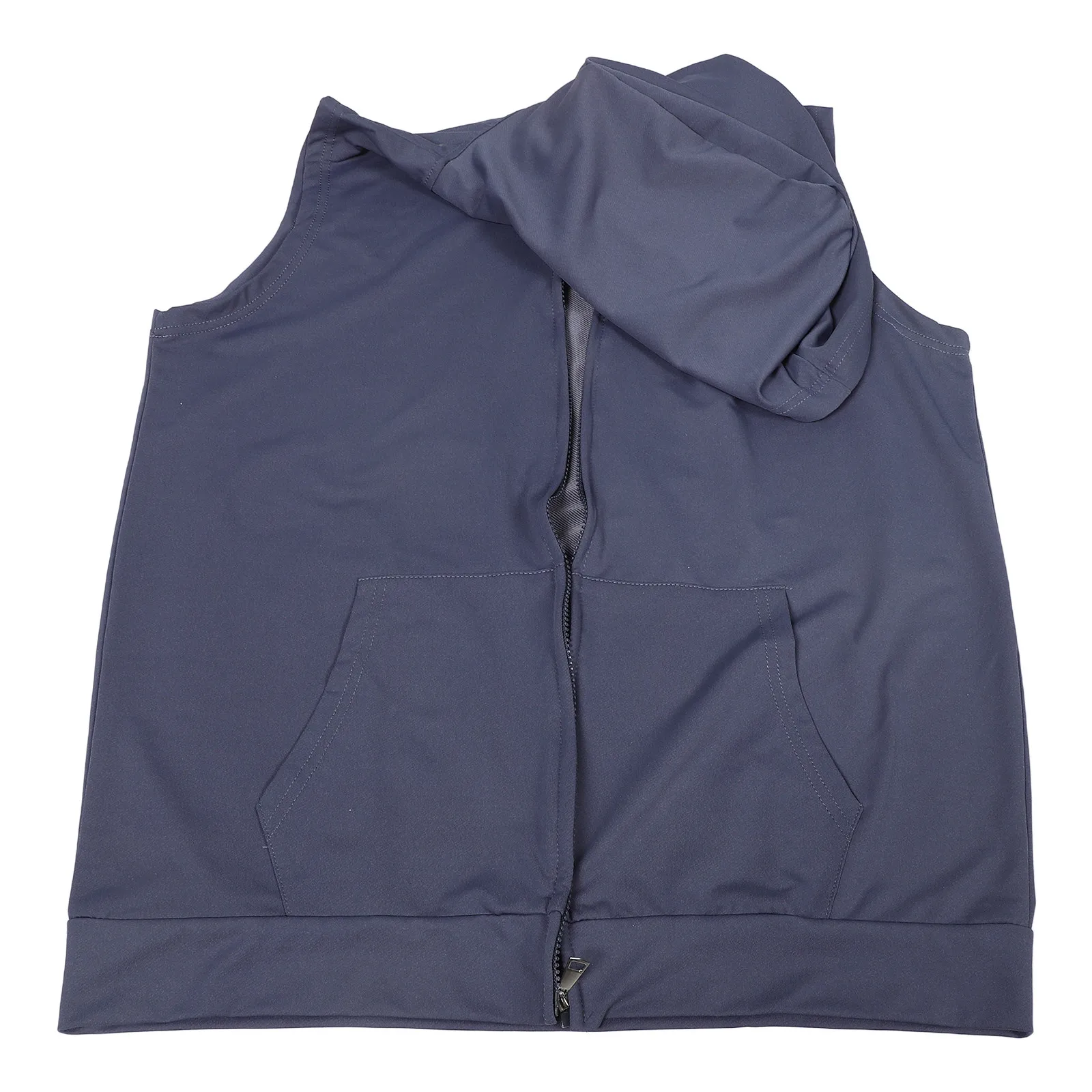 Sleeveless Hoodie Zip Up Vest Summer Tank Top for Men Dark Grey Breathable Running Hooded Sports Vest Lightweight Mesh Gym