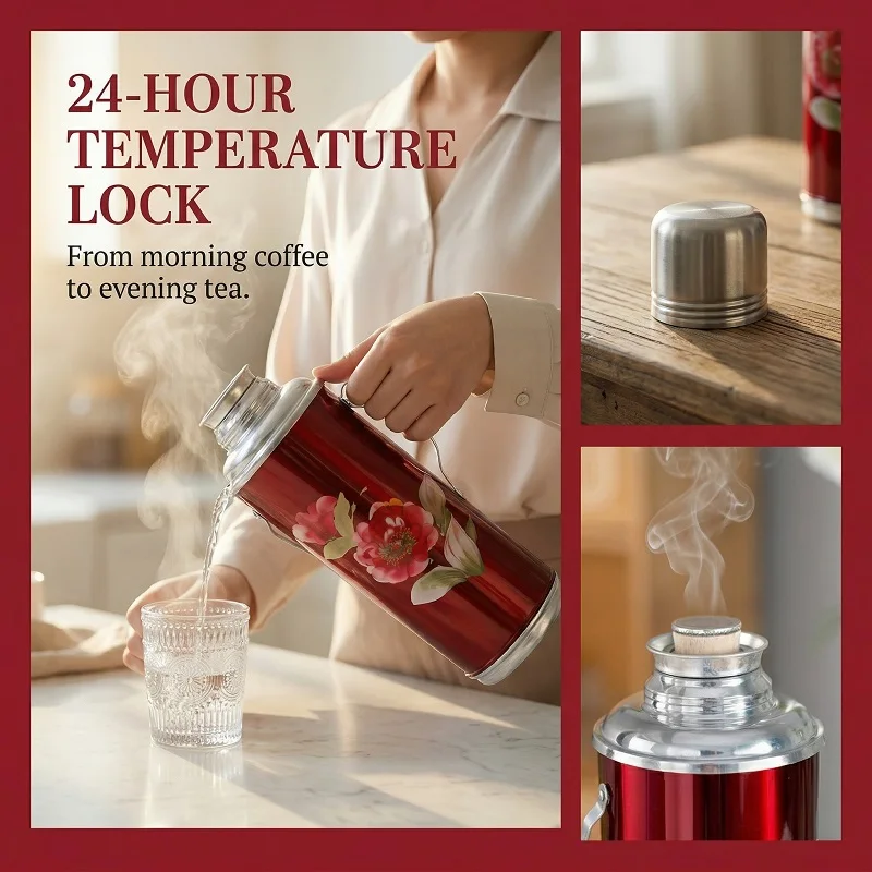 Retro Travel Thermosflask Thermos Water Coffee Bottle Stainless Steel Coffee Cup Mug Heat Cold Preservation