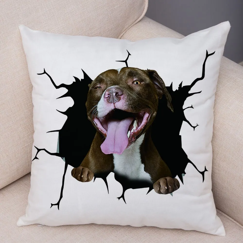 2024 New Cute Dog Decor Print Pillow Case Fashion Bedroom Sofa Waist Cushions Cover Car Decoration Home Pillowcase 40*40cm