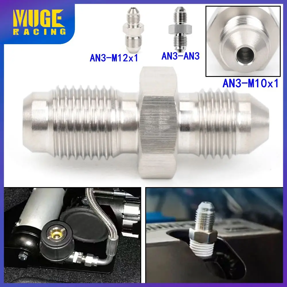 

MUGE-Stainless Steel Double Headed Thread Brake Fittings Adapter AN3 Male 3/8x24 UNF to M10x1/M12X1 /AN3 Brake Components HR063