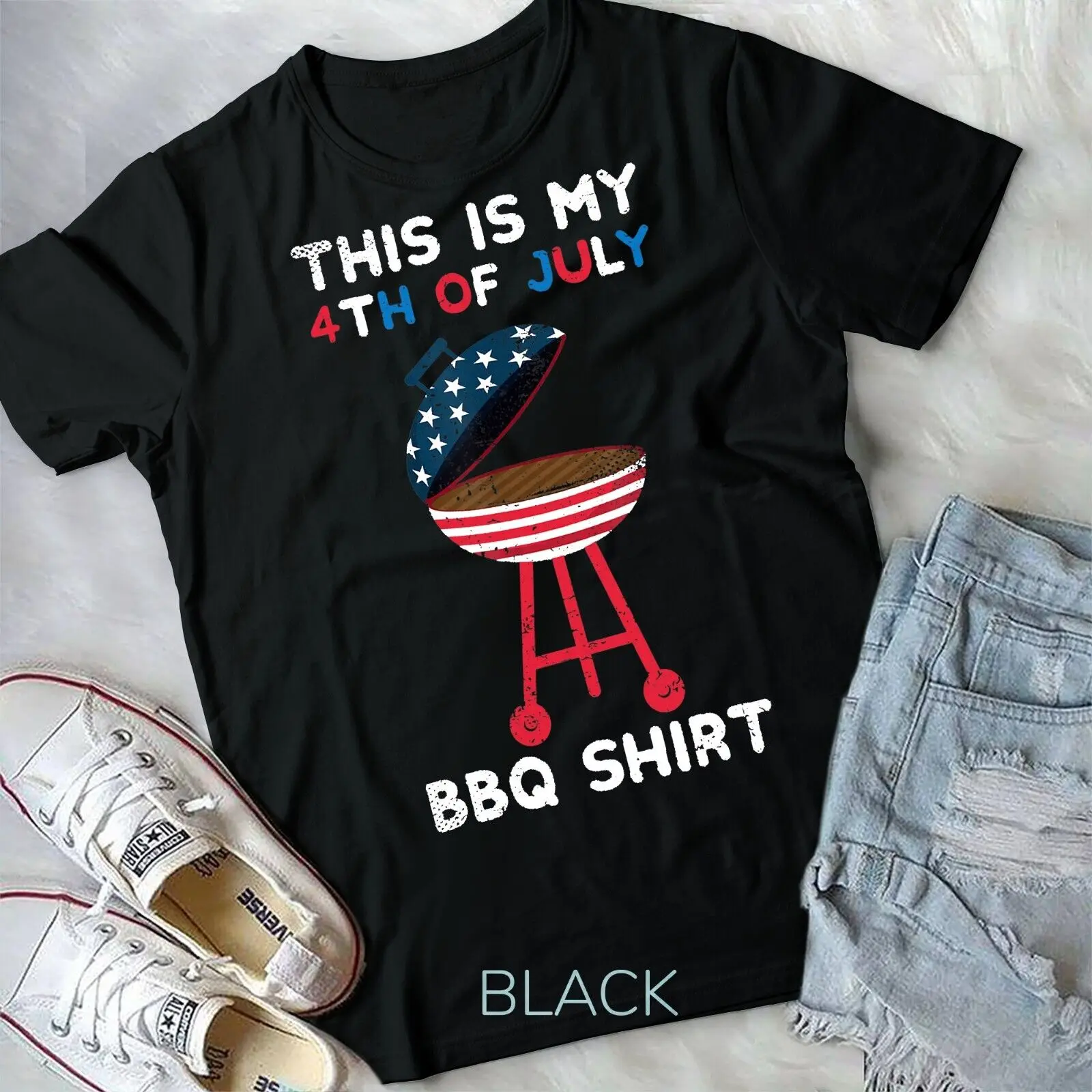 BBQ 4th of July Retro USA Grilling Red White Blue Shirt Unisex T-shirt