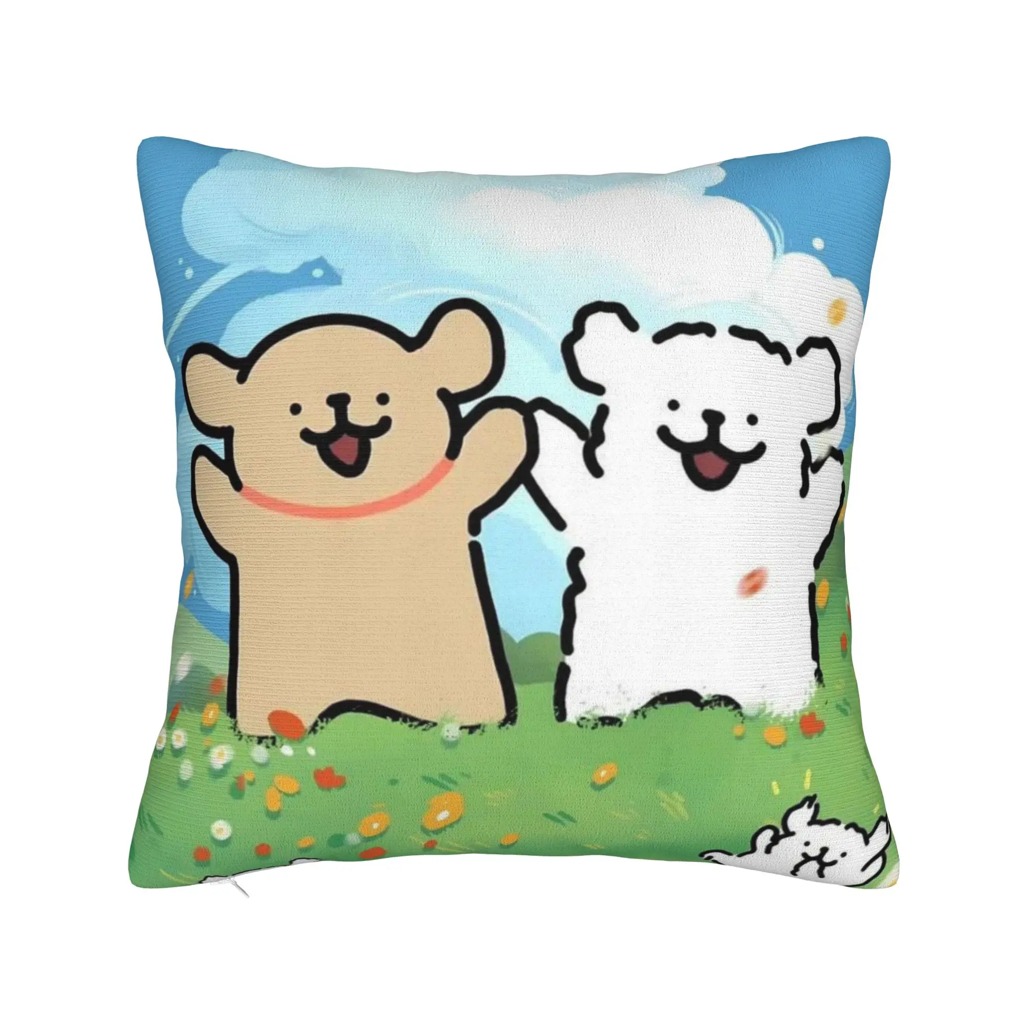 Cartoon Maltese Pillow Case Line Dog Puppy Funny Pillow Cover Print Pillowcases For Living Room Sofa