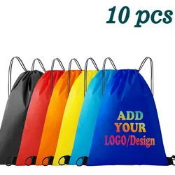 10pcs Personalized Drawstring Backpack Custom Drawstring Bag Gym Swimming Waterproof Sports Travel Backpack Promotional Gift