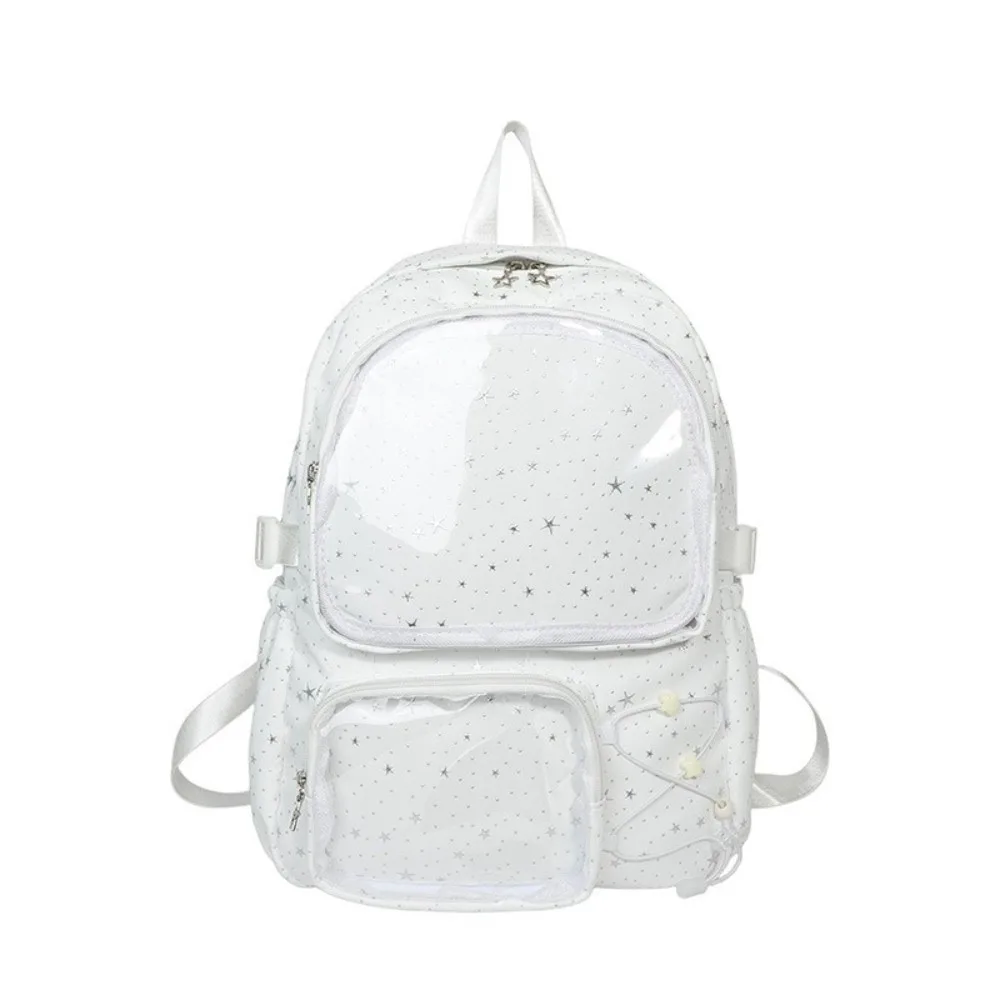 Simple Oxford Cloth Star Backpack Y2k Print Students School Bag Large Capacity Harajuku Nylon Backpack School