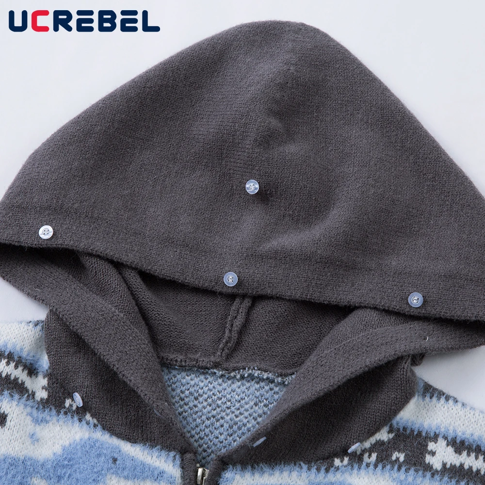 الرجعية الجاكار مقنعين سترة رجالي تقسم الخريف الشتاء الشارع الشهير محبوك طويلة الأكمام Sweatercoat رجل