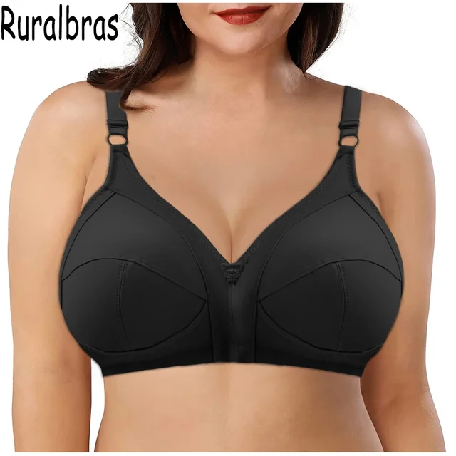 Ruralbras Sexy Full Cup C D E F G Biustonosze Dla Kobiet Push Up Bezszwowa Wygodna Bawełniana Bielizna TOP Duży Biust 36-52 Koronkowa Bielizna