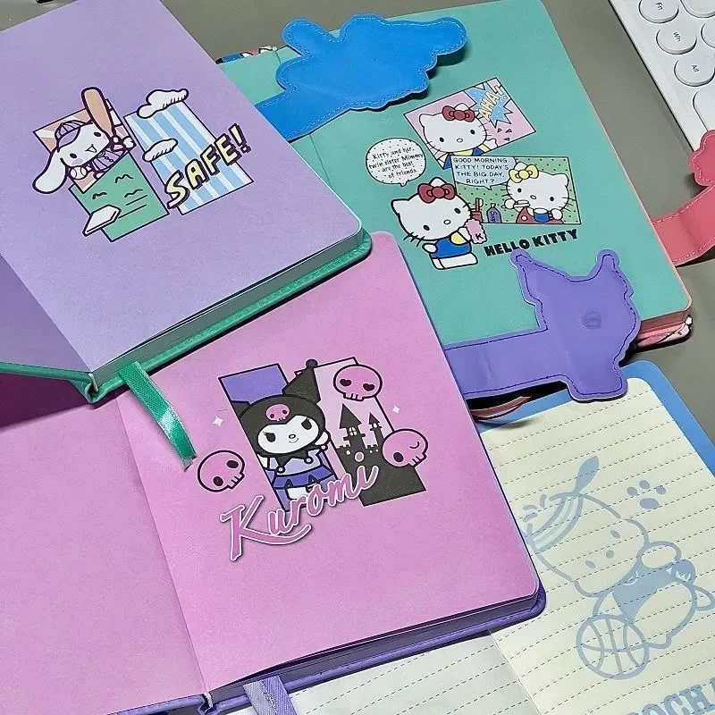 Kawaii Cinnamoroll Kuromi Pochacco Hello Kitty Magnetic Closure Notebook Color Pages Cartoon Printing Student Handbook Notebook