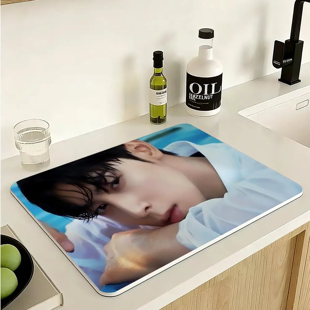 Korean Actor Cha EunWoo Floor Mat Diatomite Floor Mat Fast Drying Odor Resistant Non Slip Bath Kitchen Mat
