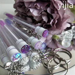 10pcs Disposable Glitter Eyelash Mascara Brush Purple and Silver Lashes Makeup Brushes Wands Applicator With Key Chain