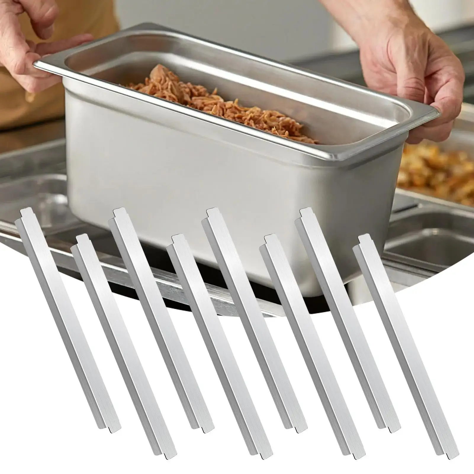 

8Pcs Table Adapter Bar Metal 12 Inch Long Food Divider Bar Rods Commercial Food Accessories for Kitchen Catering Buffet Pans