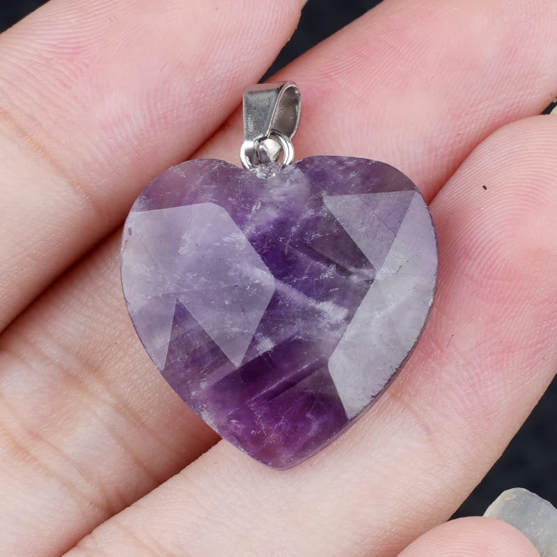 جمشت 20 مللي متر الأوجه الحب القلب الأحجار الكريمة قلادة النساء الرجال اليدوية مشتهى كريستال قلادة جالبة للحظ مجوهرات #2