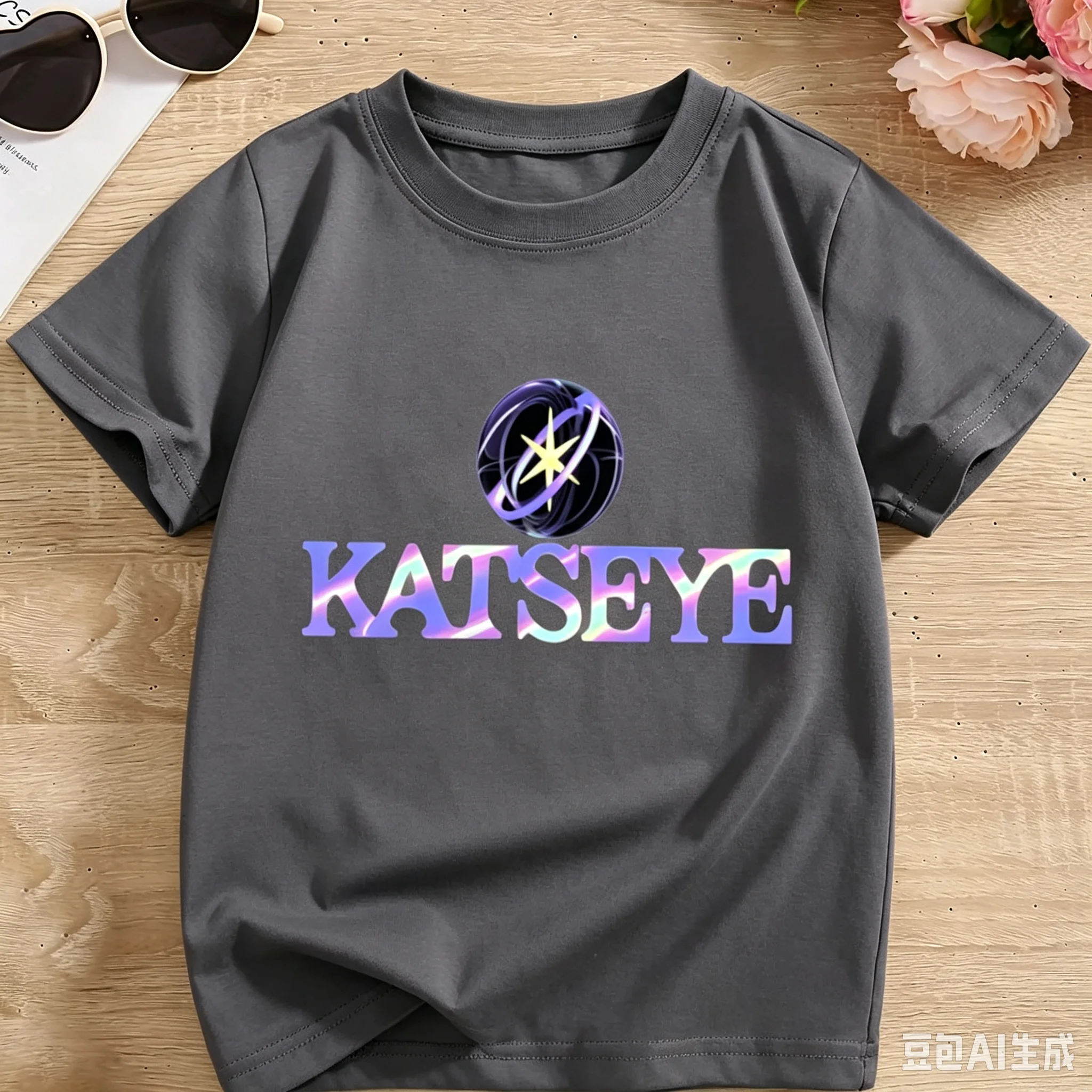 2026 Neuer Stil Popstar Katzenaugen-Print Kinder T-Shirt Jungen Mädchen Kurzarm Reine Baumwolle Lässige Sommer-Oberteile – Detail 2