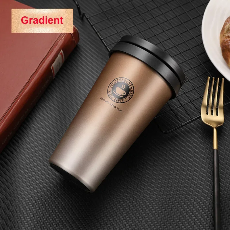 UPORS 500 ml Kaffeetasse, kreativer Reisebecher aus Edelstahl 304, doppelwandiger, vakuumisolierter Becher, Teetasse mit breiter Öffnung und Deckel