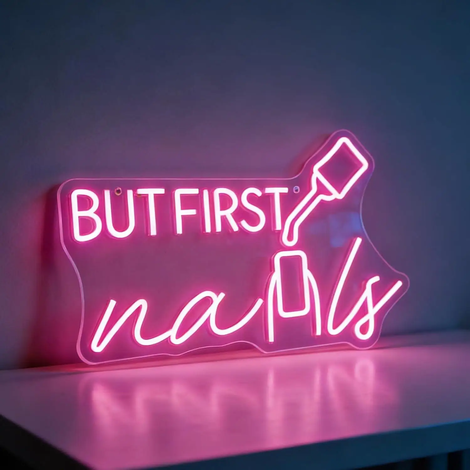 But First Nails Neon Sign USB Dimmable LED Light for Nail Salon Beauty Room Studio Themed Wall Art Decor Signboard Light Gifts