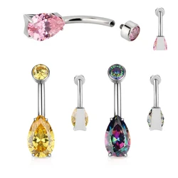 G23 Titanium Big Water Drop Navel Piercing Ombligo AAA Zircon Navel Ring Belly Button Rings Pircing Nombril Dance Party Jewelry