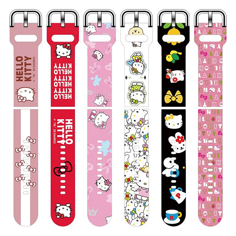 Sanrios Hellokittys Watch Band for Xiaomi Fitbit3 Strap Cute 20mm 22mm Silicone Wristband Bracelet for Jiaming Samsung Strap