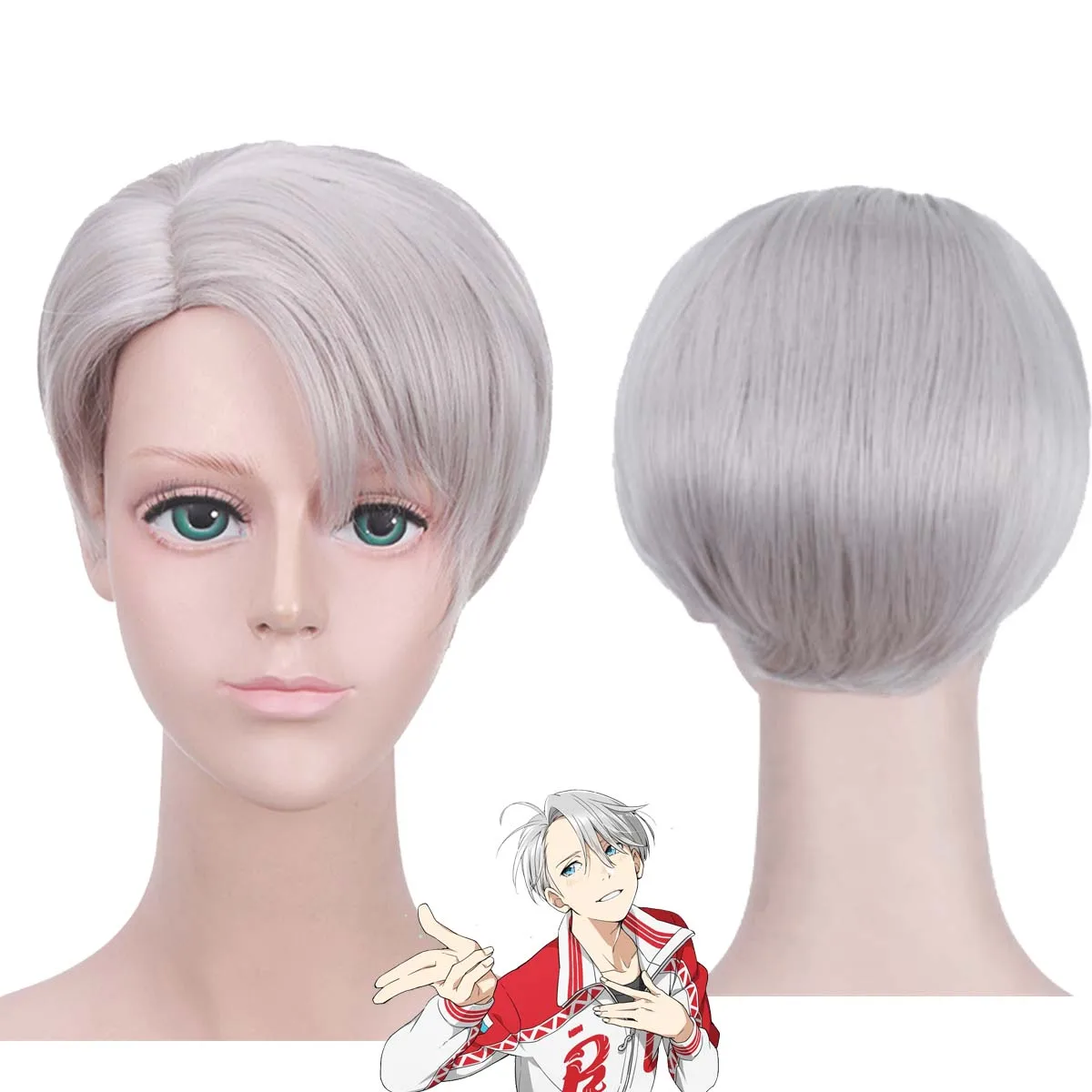 Men Anime Yuri!!! on Ice Victor Nikiforov Katsuki Yuri Yuri Plisetsky Short Blonde Heat Resistant Hair Wig