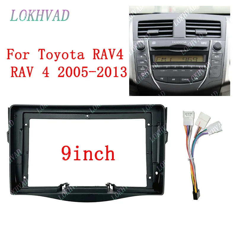 

9-дюймовая GPS-рамка для автомобильного радиоприемника для Toyota RAV4 RAV 4 2005-2013, черная стереосистема, жгут проводов, силовой кабель