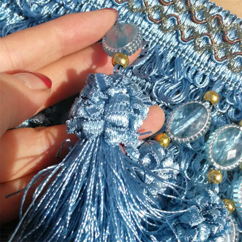 1 Meter Pom Pom Curtain Fringe Trim Beads Ball Tassel Sewing Ribbon Upholstery Diy Curtain Cushion Tablecloth Fabric