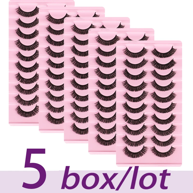 30 Paar/50 Paar D-Locken, russische Streifenwimpern, flauschiges Volumen, falsche Wimpern, D-Locken, dramatisches, unordentliches Make-up, gefälschte Wimpern