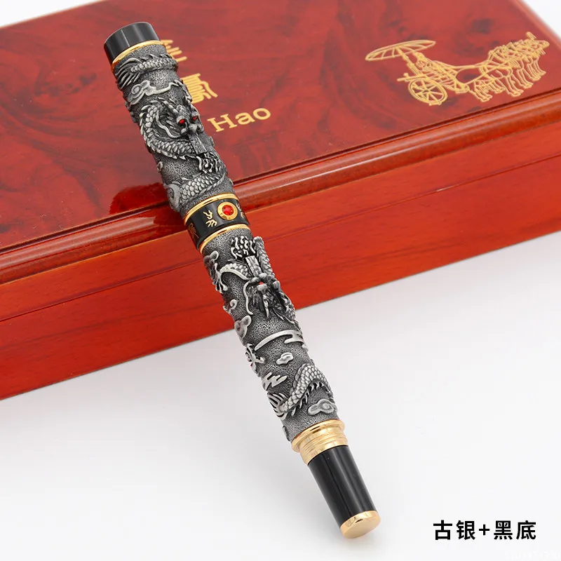 Imagem -04 - Jinhao-double Dragon Fountain Pen Escritório e Escola Noble Gift Pen Coleção Luxo Feito à Mão Artesanato Avançado Escrita