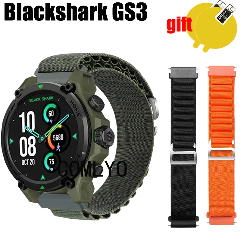 3in1 Band For Blackshark GS3 Smart watch Strap Nylon Soft Bracelet Bands Belt Screen Protector film