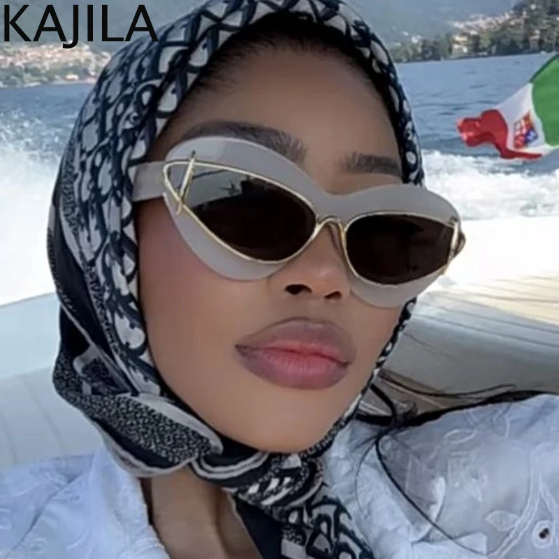 Sexy Cat Eye Double Frame Sunglasses Women 2026 Luxury Brand Vintage Y2K Punk Sun Glasses For Ladies Retro Eyewear Shades UV400
