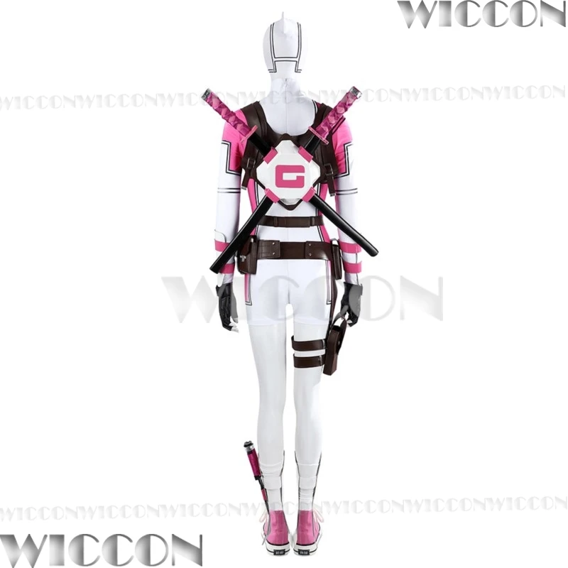 Gwen Poole Pool Anime Game Forttnnitte Pink Ghost Cosplay Costume Pink Jumpsuit Shoes Women Girl Holloween Roleplay Customized