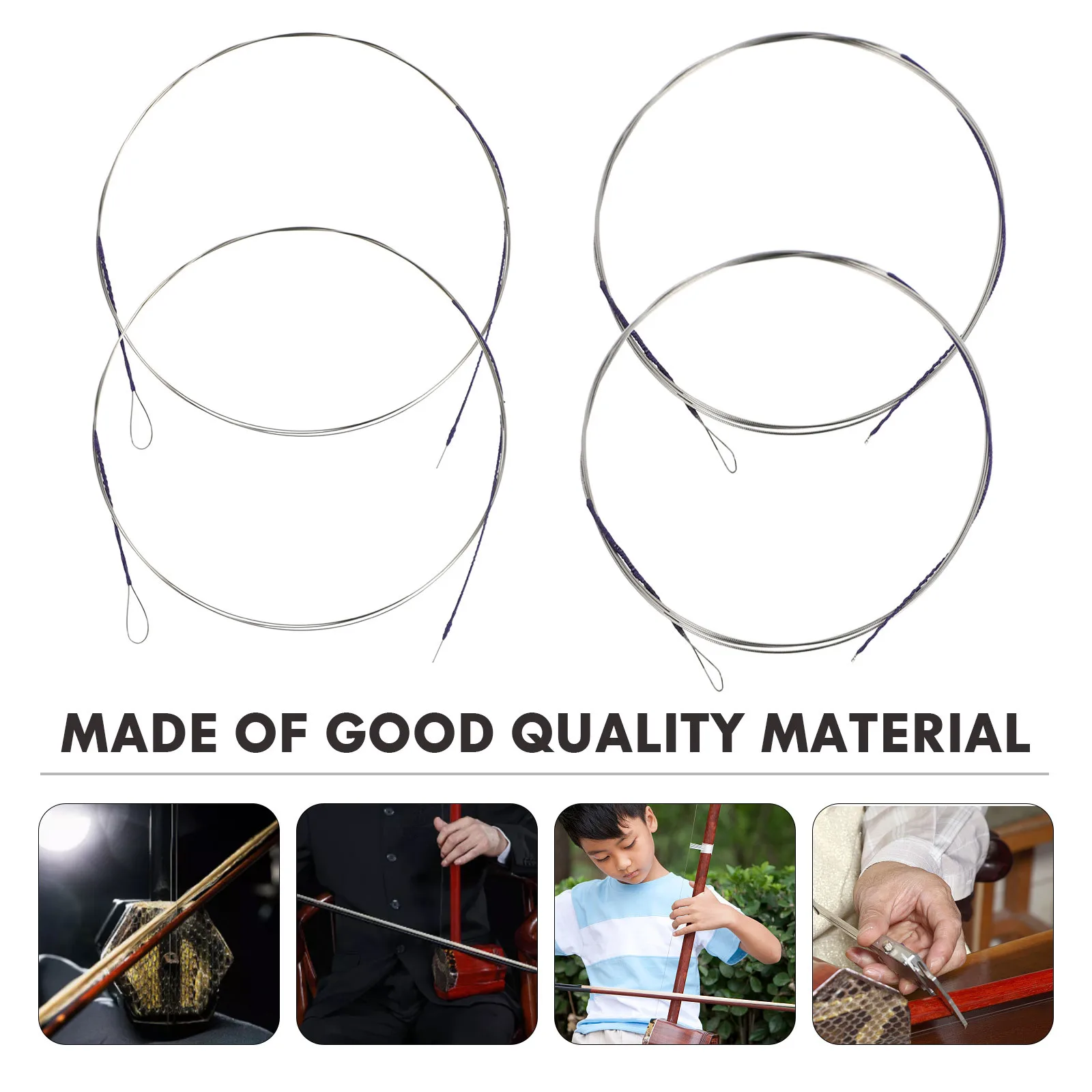 

4Pcs Erhu Strings Replacement Set Premium Material Strong Resilient Strings for Erhu Full Kit with Enhanced Sound Clarity