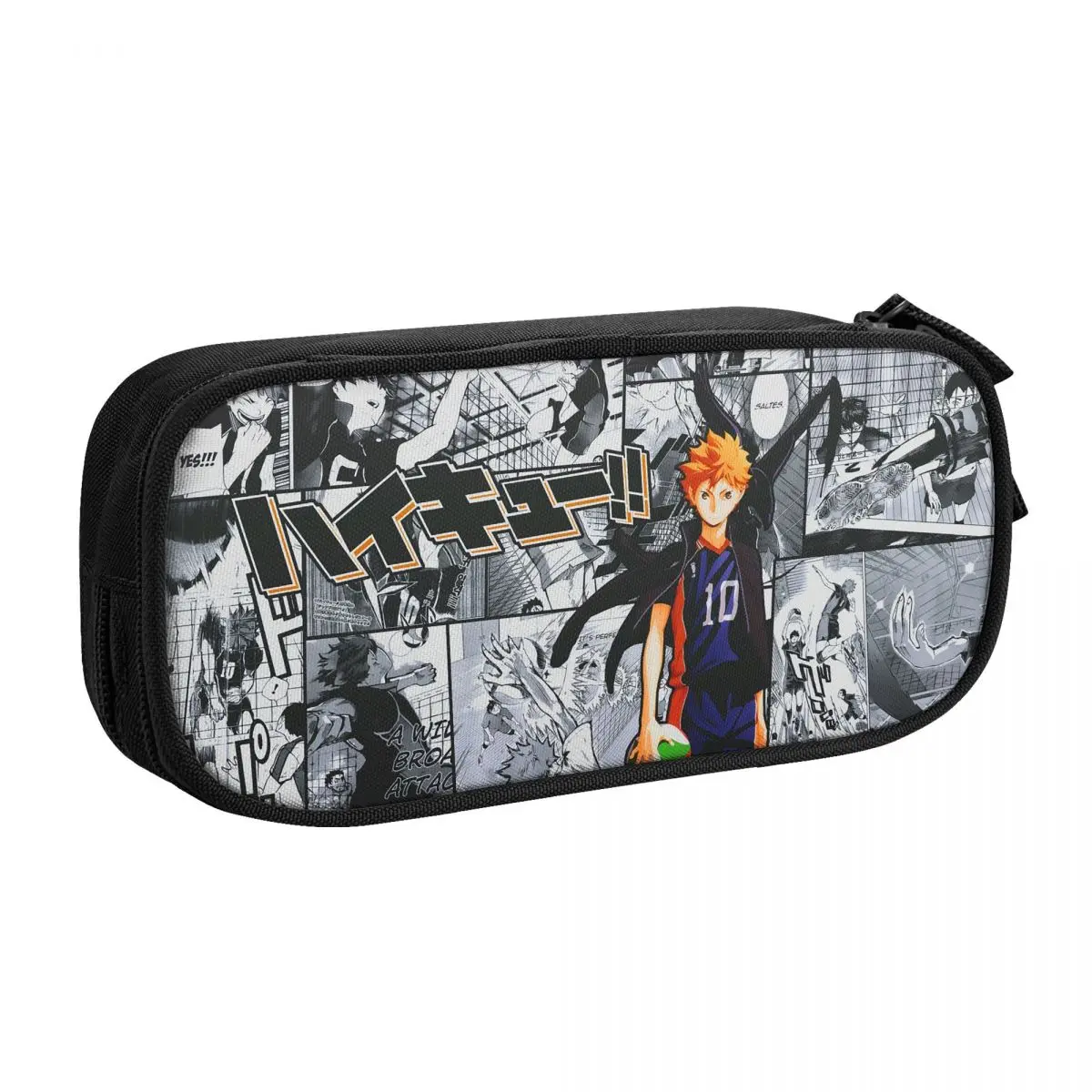 Haikyuu Hinata مقلمة الكرة الطائرة خمر قلم رصاص الحقيبة حامل قلم حقائب ذات سعة كبيرة اللوازم المدرسية سستة القرطاسية