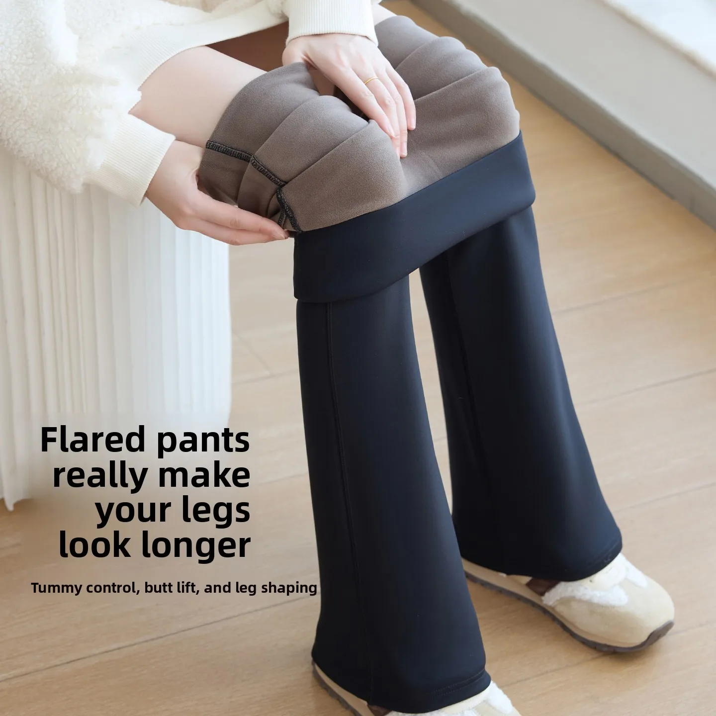 

Thiened Fce Women's Autumn Winter New Sle Yoga Sports Pants High Waist Bell Bot Warm Tummy Control arkskin Pants