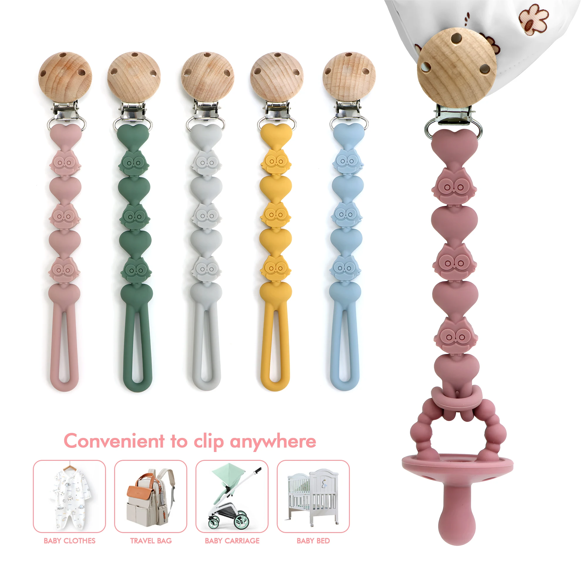 

Silicone Pacifier Clip, One-Piece Silicone Pacifier Holder Clip for Boys & Baby Girl Binky Clips Newborns Shower Birthday Gifts