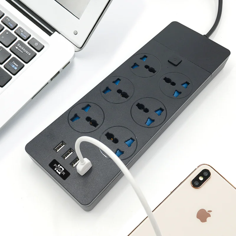 New Power Strip with USB Charging Ports 12 Way Outlet Extension Plug Socket Power Strip Plug